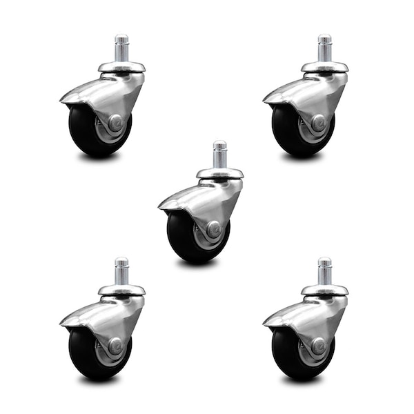 Service Caster 2 Inch Chrome Hooded Neoprene Rubber 7/8 Inch Grip Ring Stem Casters SCC, 5PK SCC-GR03S210-NPRB-BC-71678-5 - main